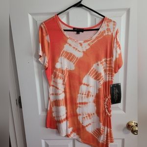 Always Famous Orange and White Tshirt Top